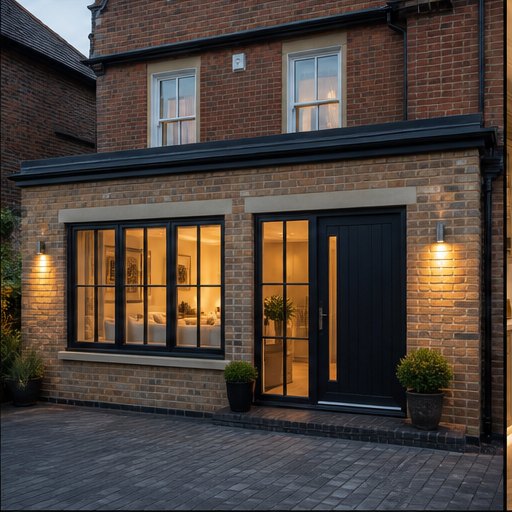 Garage converted into a refined home entrance